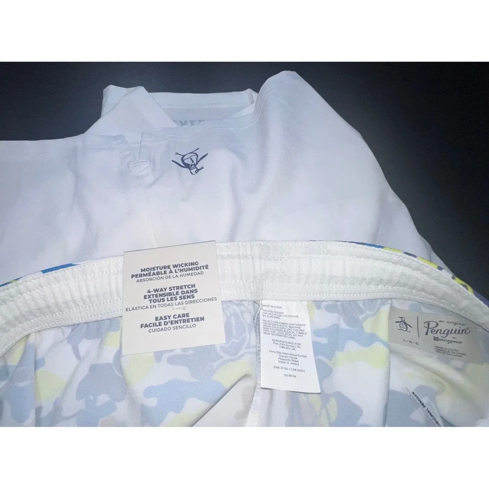 Original Penguin USA Pickleball Shorts Mens Large White Camo Stretch Athletic